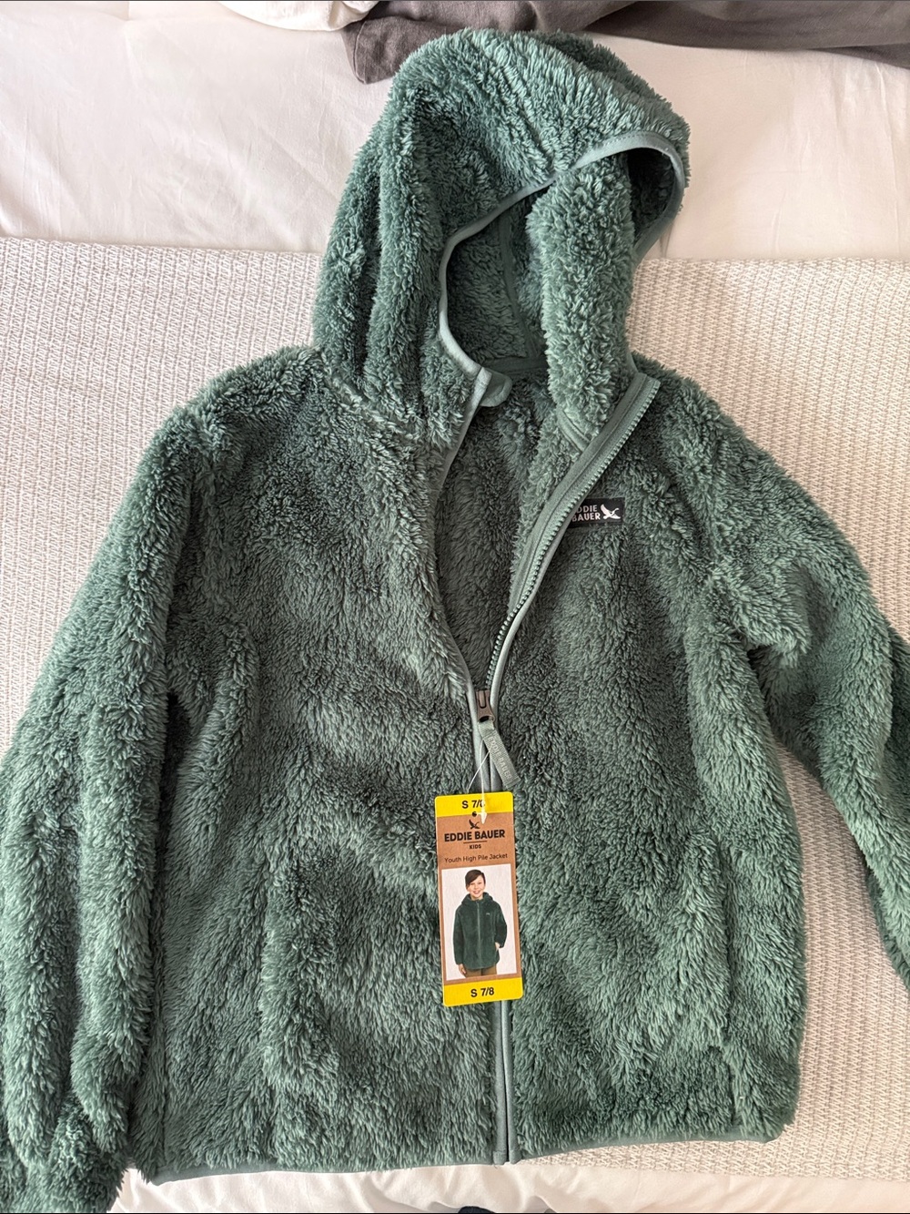 Eddie Bauer Plush Hooded Jacket in Sage Green
